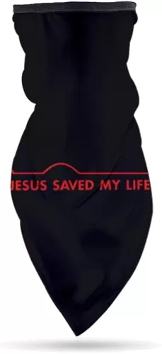 Jesus Saved My Life Crucifix Heartbeat Headwear Scarf for Women Man Headband Bandana Neck Gaiter Sun Windproof Dust Protection for Outdoor Sports