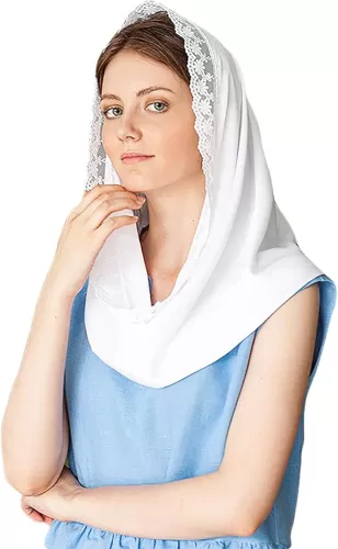 JIAHG Spanish Style Cathedral Veil Infinity Chapel Communion Inspired Prayer Lace Mantilla Church Head Covering Latin Mass