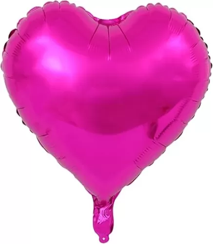 KALOR 18 Inch Hot Pink Heart Mylar Balloons, 10 Pcs Love Foil Balloons, Heart Shaped Balloons for Engagement, Bridal Shower and Birthday Party Decorations