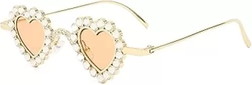 laureles Vintage Metal Frame Heart Shape Rhinestones Sunglasses Women Love Sun Glasses for Men Punk Shades L18