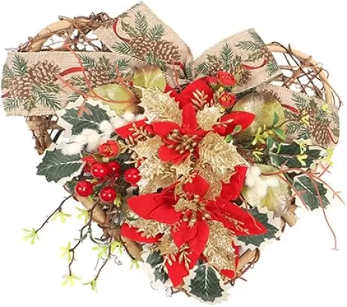LIFKICH 1Pc Glowing Garland Heart Shaped Wreath with Lights Decorative Hanging Garland for Festivals Parties