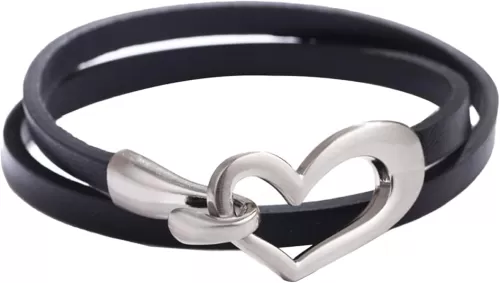 Long tiantian Heart Leather Bracelets for Women Stackable Layered Bangle Cuffs Boho Wrap Bracelets Boho Leather Jewelry Birthday Gifts for Women