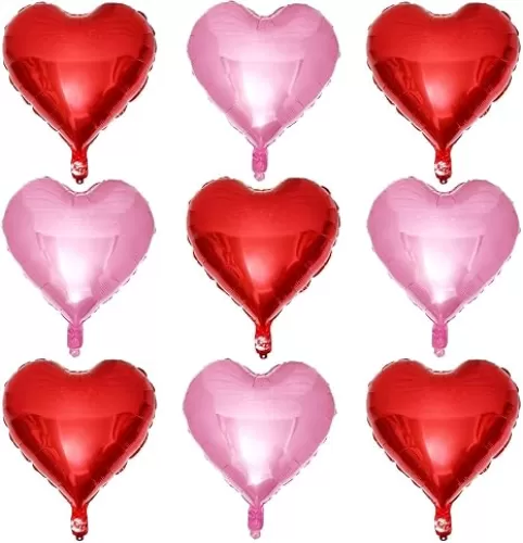 Lovoir 10 Pcs Red Pearl Pink Heart Shape Foil Mylar Balloons 18 Inch Love Balloons for Valentine