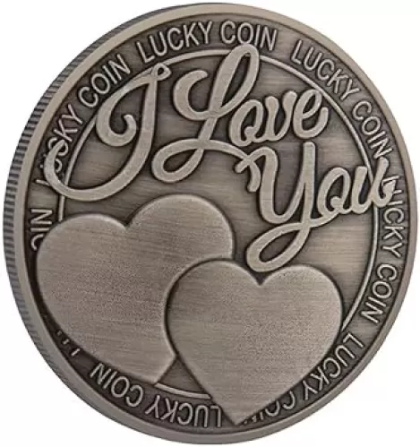 Lucky Love Coin I Love You, Romantic Love Expression Antique Gold Plated Pocket Coin for Date Night