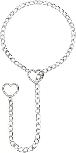 MILAKOO Heart O-ring Slip Chain Necklace for Women Punk Rock Choker Goth Adjustable Lariat Y-Necklace