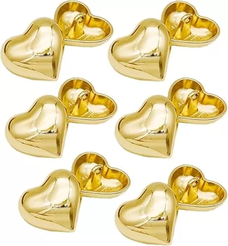 Mollensiuer 20Pcs Heart-Shaped Metal Shank Buttons, Single Hole, Gold, DIY Sewing Buttons for Clothing, Sweater, Shirts, Dress, Handmade Crafts