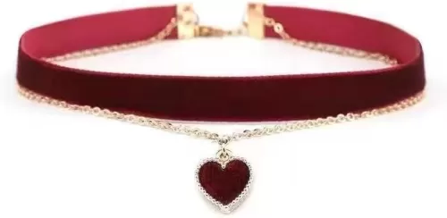 MOMOCAT Heart Necklace Adjustable Red Choker Classic Collar Necklaces for Women and Girls Velvet Chocker Necklace