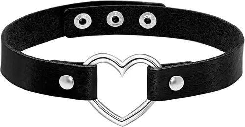 Nanafast Heart Choker Necklace for Women Adjustable PU Leather Punk Necklace Gothic Black Choker Collar Necklace Jewelry for Party Cosplay Decorations