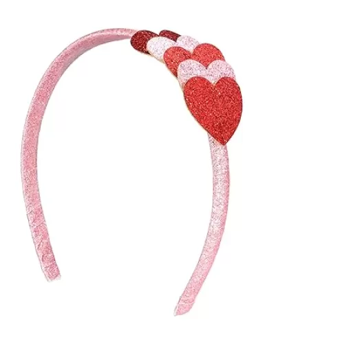 Needzo Sparkly Valentine's Headband, 2025 Vday Party Hair Accessory, One Size (Pink Hearts, One Size)
