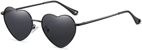 OZPYKAE Women Polarized Love Heart Sunglasses, Metal Frame UV400 Protection Lens Heart Shaped Sunglasses for Ladies