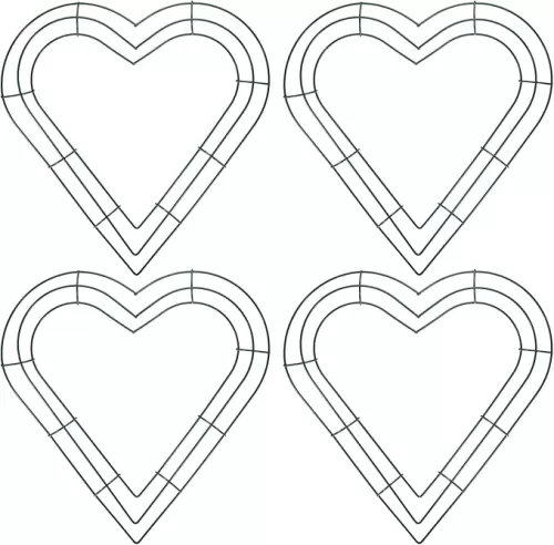 PATIKIL 12 Inch Christmas Wire Wreath Frame, 4 Pcs Metal Heart Shape Dream Catcher Rings Macrame Wreath Floral Hoop for Home Car DIY Craft Wedding Wall Hanging Decorations, Green