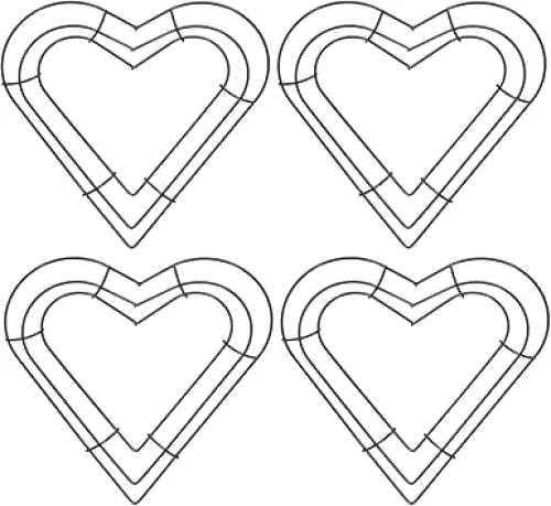 PATIKIL 8 Inch Christmas Wire Wreath Frame, 4 Pcs Metal Heart Shape Dream Catcher Rings Macrame Wreath Floral Hoop for Home Car DIY Craft Wedding Wall Hanging Decorations, Black