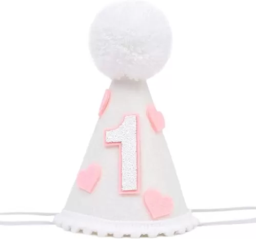 Pink Heart 1st Birthday Hat -Valentines Sweet One Birthday Decorations, Little Princess Heart Shaped Crown, Heart First Birthday Hat, Valentine Cake Smash Photo Props