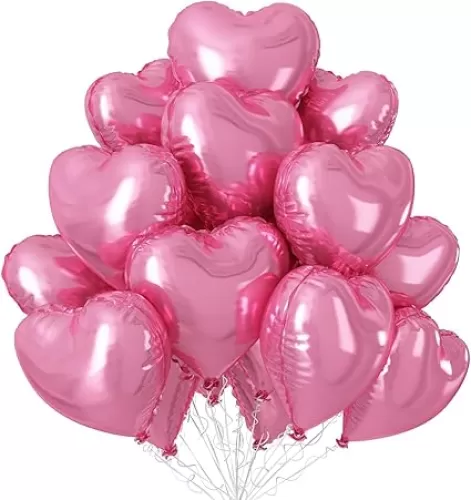 Pink Heart Balloons, 12Pcs 18 Inch Light Pink Helium Foil Love Heart Shaped Balloons for Girls Party Bridal Wedding Engagement Anniversary Birthday Baby Shower Valentines Day Decorations