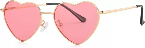 Polarized Heart Shaped Sunglasses for Women Metal Frame Cute Lovely Glasses 100% UV Protection