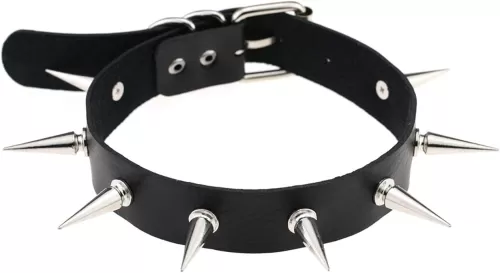 Punk Faux Leather Spike Rivet Choker Collar Necklace for Women Men Gothic Decor Adjustable Love Heart Round Horn Nails Clavicle Necklace Rock Bar Hip Hop Jewelry Birthday Gift
