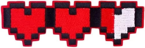 Punk Red Heart Embroidered Patch Cool Heart Patch Sew on or Iron on Patches DIY Red Skeleton Heart Patch Embroidered Applique for Jeans Jackets and Clothes