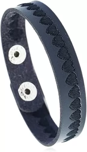 Punk Rock Simple Embroidery Hearts Pattern Leather Cuff Bracelet