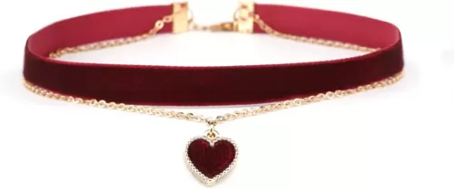 Red Choker Necklace for Women Love Heart Adjustable Choker Gothic Collar Velvet Chocker Pendant Necklaces