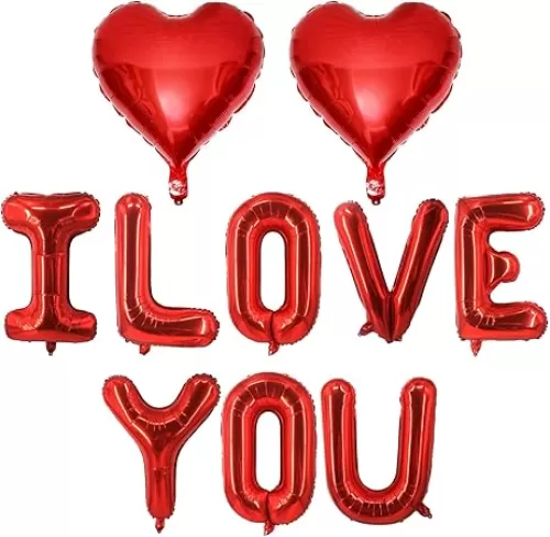Red Heart Shaped Balloons Red I LOVE YOU Valentine Balloons for Valentines Day Bridal Shower Wedding Party Decorations