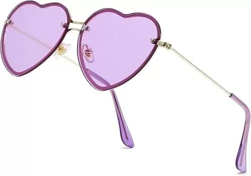 Rimless Heart Sunglasses for Women Girls Trendy Heart Shaped Glasses Cute Love Sun Glasses Fashion Lovely Style