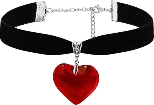 Sacina Black Heart Choker, Heart Necklace, Gothic Goth Vintage Necklace, Valentine Gift, Christmas Jewelry Gift for Women