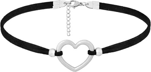Sacina Black Heart Choker Necklace, Heart Necklace for Women, Black Choker, Boho Choker, Gothic Necklace, Valentine Gift, Christmas Jewelry Gift For Women