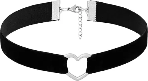 Sacina Black Heart Velvet Black Choker, Vintage Gothic Necklace, Christmas Jewelry Gift for Women