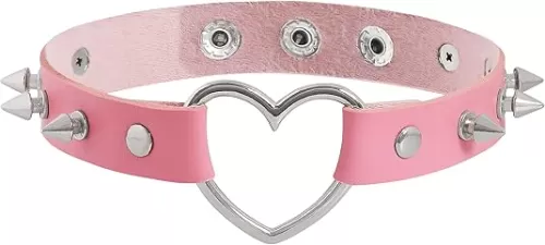 Sacina Heart. Spiked Choker Necklace, PU Leather Choker, Goth Choker, Gothic Necklace, Punk Necklace, Christmas Jewelry Gift for Women