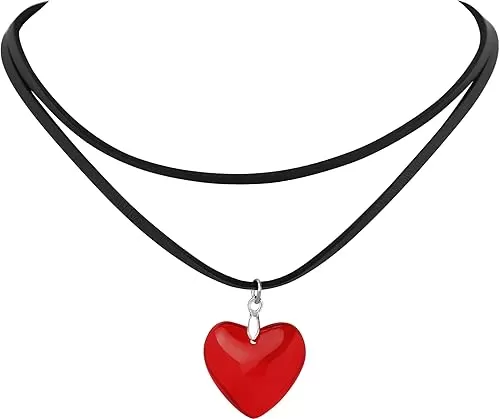 Sacina Layered Black Heart Choker Necklace, Heart Necklace for Women, Black Choker, Gothic Necklace, Y2k Necklaces, Valentine Gift, Christmas Jewelry Gift For Women