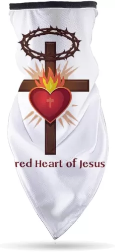 Sacred Heart of Jesus Cross with Crown of Thorns Headwear Scarf for Women Man Headband Bandana Neck Gaiter Sun Windproof Dust Protection for Outdoor Sports