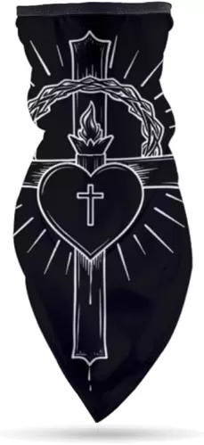 Sacred Heart with Cross and Crown of Thorns Headwear Scarf for Women Man Headband Bandana Neck Gaiter Sun Windproof Dust Protection for Outdoor Sports