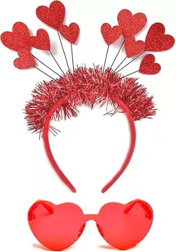 Sequin Love Heart Boppers Headbands Heart Sunglasses, Perfect Hair Accessories for Wedding Birthday