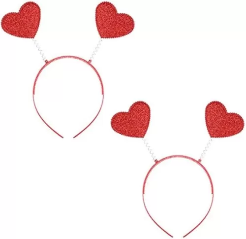 Soochat Heart Headband Red Heart Headband Love-shaped Head Boppers Party Accessoires 2Pcs