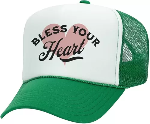 TeesAndTankYou Bless Your Heart Foam Trucker Cap Adjustable Mesh Back Hat
