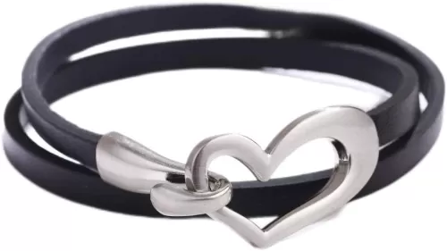 tenghong2021 Heart Leather Bracelet for Women Wrap Stackable Bracelet Love Punk Cuff Handmade Jewelry Valentine's Day Gift