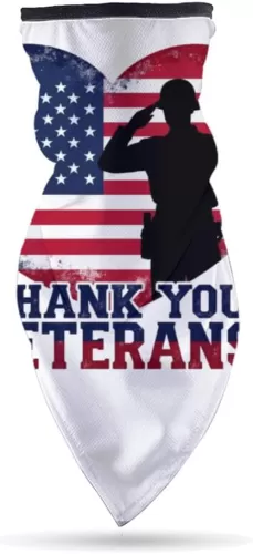 Thank You Veterans Heart Shaped America Flag Headwear Scarf for Women Man Headband Bandana Neck Gaiter Sun Windproof Dust Protection for Outdoor Sports