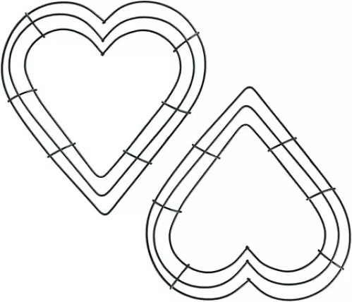 TITA-DONG Heart Shaped Wire Wreath Frame, Metal Flower Wreath Frames, Pack of 2 Wreath Frame for New Year Valentines or Party Decor