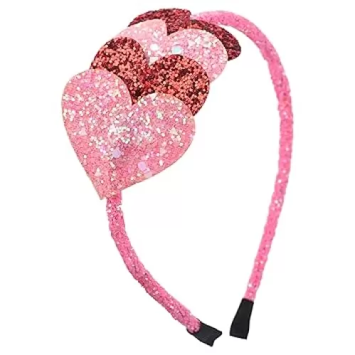 Totelux Valentines Headband Glitter Heart Hair Band Sparkly Pink Red Heart Hair Accessories for Women Girls Valentine’s Day Party Headdress Decoration Engagement Birthday Wedding Supplies