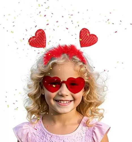 Valentine Day Heart Headband Cupid Accessories Heart Shape Sunglasses for Party Props Holiday Wedding Birthday