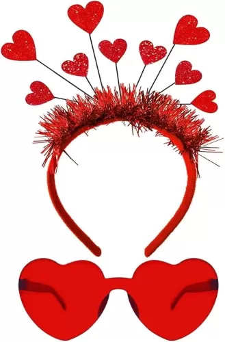 Valentine Heart Headband and Heart Sunglasses for Halloween Valentine Wedding Birthday Party