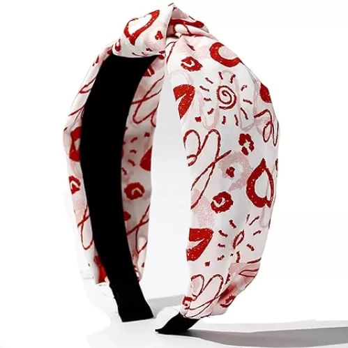 Valentine's Day Headband Red Pink Heart Headband Heart and High Heel Shoe Design HairBand Cute Hair Hoop for Women Valentine's Day Hair Accessories for Party Supplies 1pcs (01-white heart)