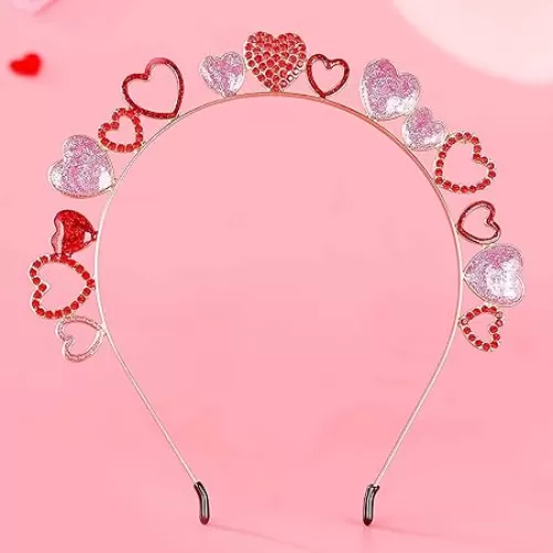Valentine's Day Heart Headband Sparkly Rhinestone Hairbands Love Heart Hair Accessories for Women