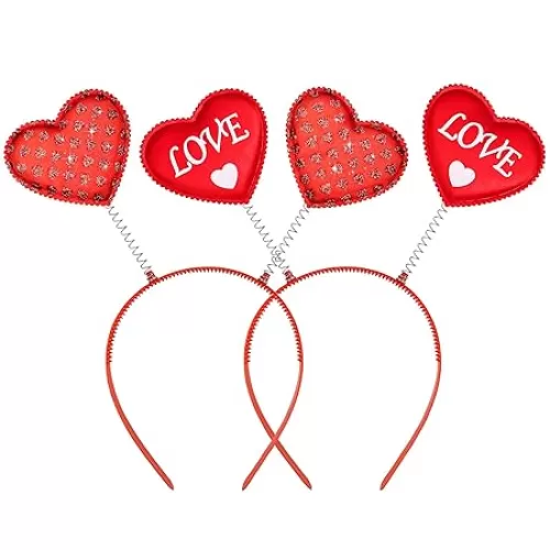 Valentine's Headband - 2 Pack Heart Headband | Heart Head Boppers for Girls Women - Valentine's Accessories, Decorations, Party Favors Outfit