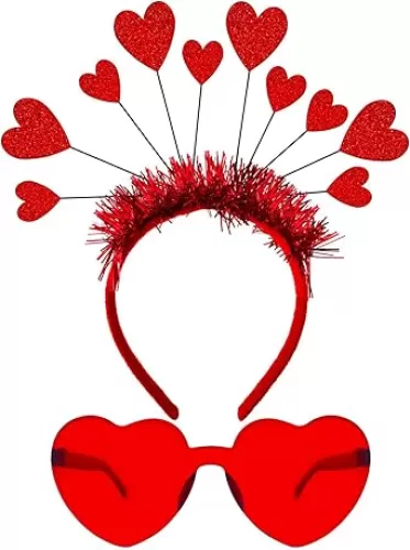 Valentines Heart Headband and Heart Sunglasses Holiday Headband Bopper Party Accessoires for Valentine