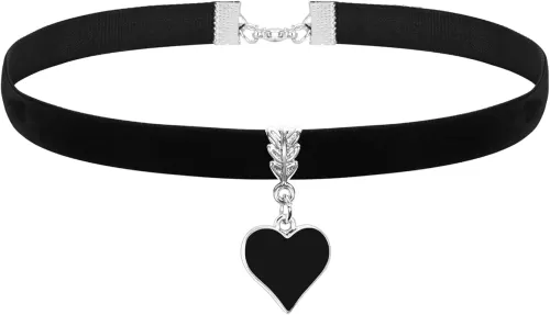 Vintage Black Choker Necklace for Women, Velvet Drip oil Black Heart Choker Necklace, Valentines Day Halloween Cosplay Party Jewelry, Adjustable Length from 10-14 Inches
