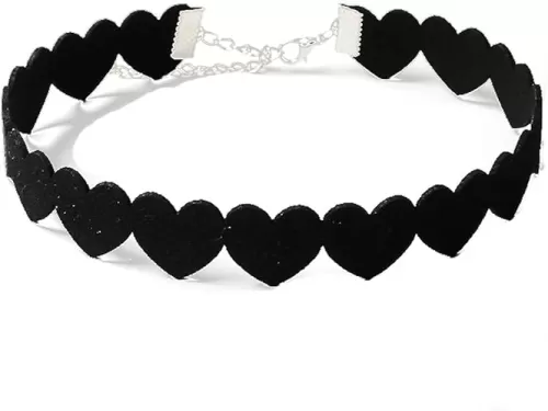 Vintage Punk Black Love Peach Heart Lace Velvet Choker Necklaces Peach Satin Short Collar Heart Leather Collette for Women Girls Lolita Jewelry