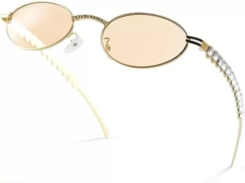 Y2K Blue Light glasses for Women, Retro 90s Narrow Oval Eyewear with Heart Diamond LA048