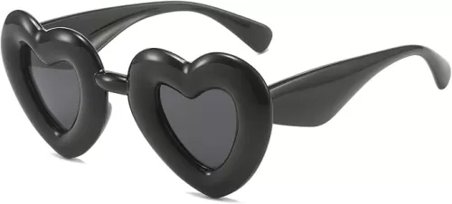 YAMEIZE Vintage Heart Shaped Sunglasses - Unique Punk Inflated Sun Glasses Thick Frame Party Love Glasses for Women Men