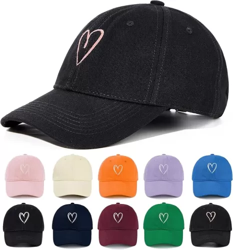 Zando 2025 Trendy Heart Baseball Caps for Women Men Girls Dad Adjustable Cute Cotton Ball Cap for Running Golf Tennies Travel